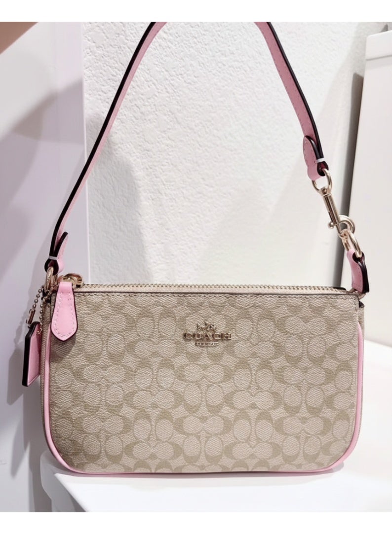 coachoutlet Coach Nolita 19 in Signature Canvas with Pink Leather Trim - Image 2